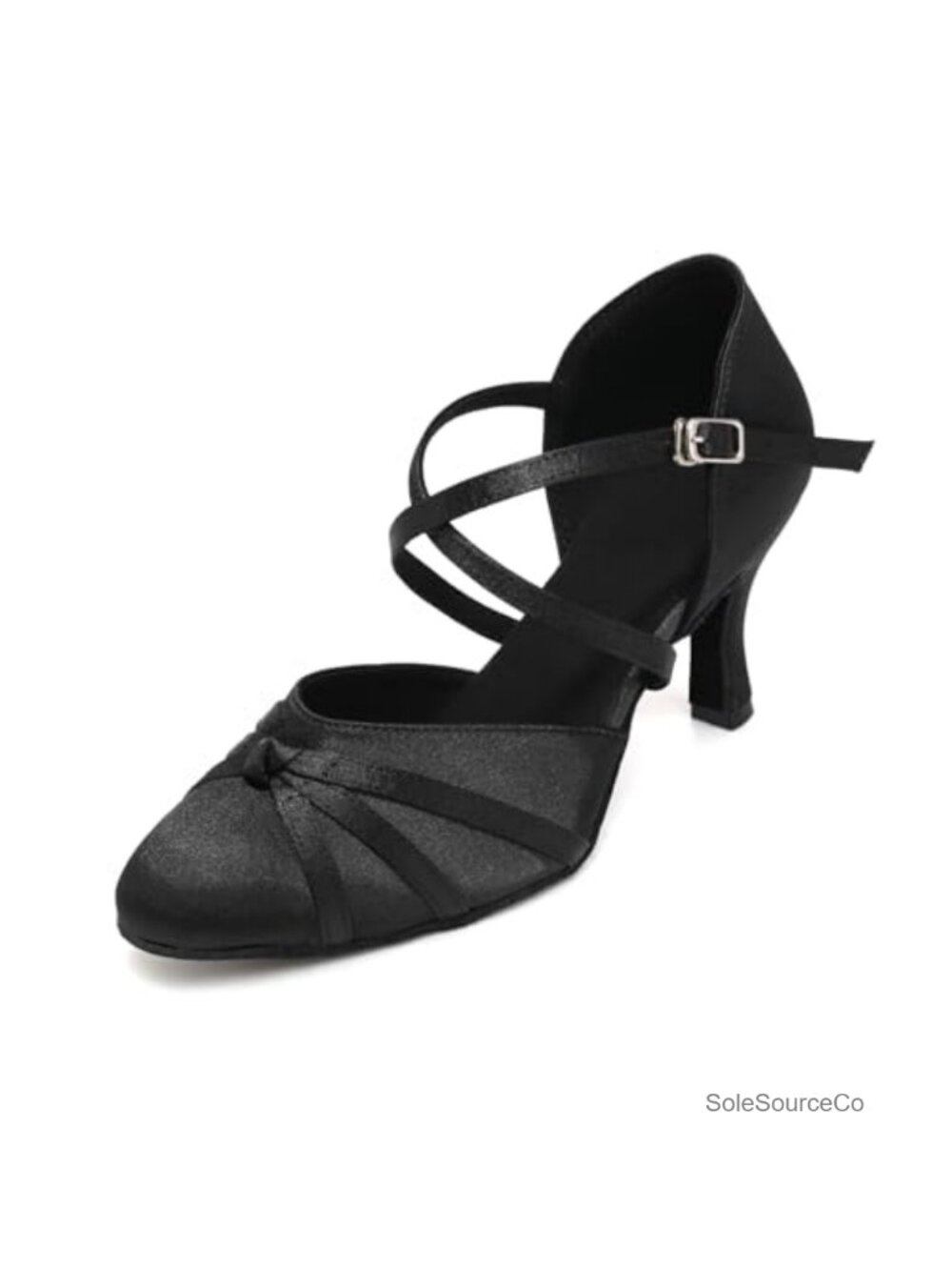 Satin Ballroom Dance Shoes Closed Toe Suede Sole Heels Women
